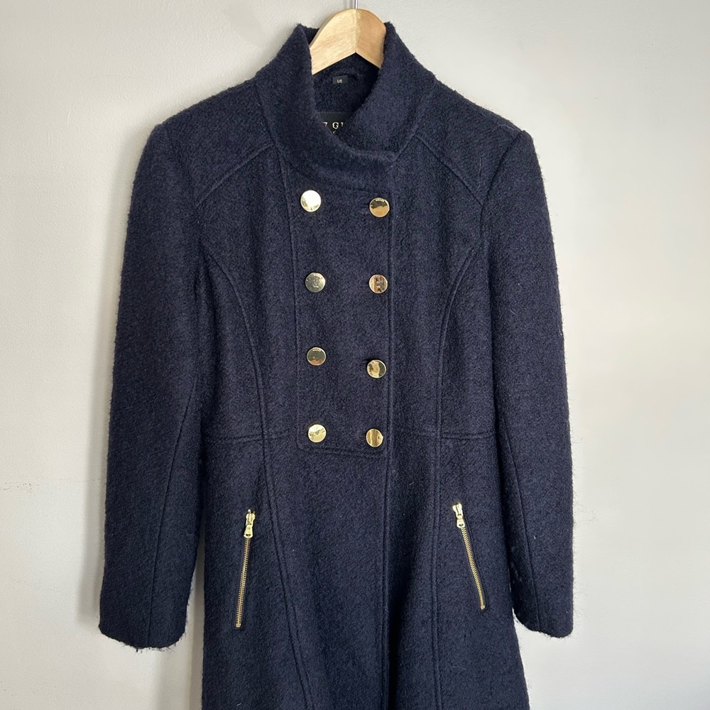Guess Navy Pea Coat with Gold Buttons